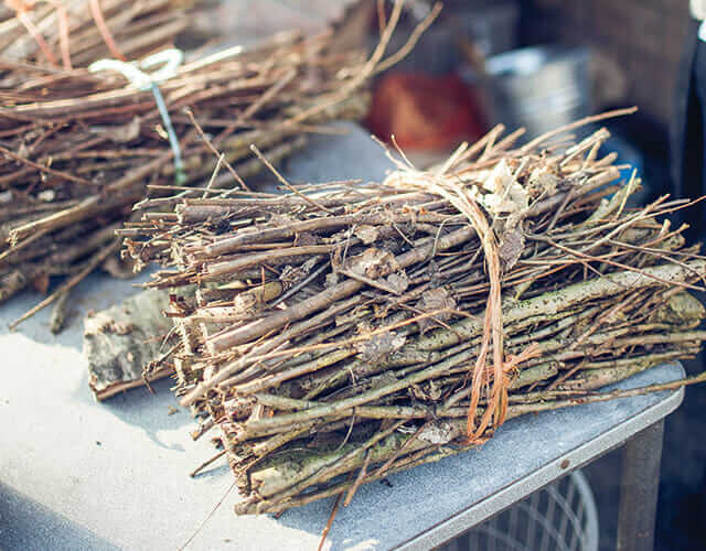 Kindling for the wood-fired ovens at In De Wulf.