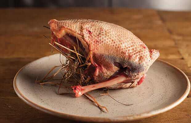 Stuffed duck, ready to be cooked.