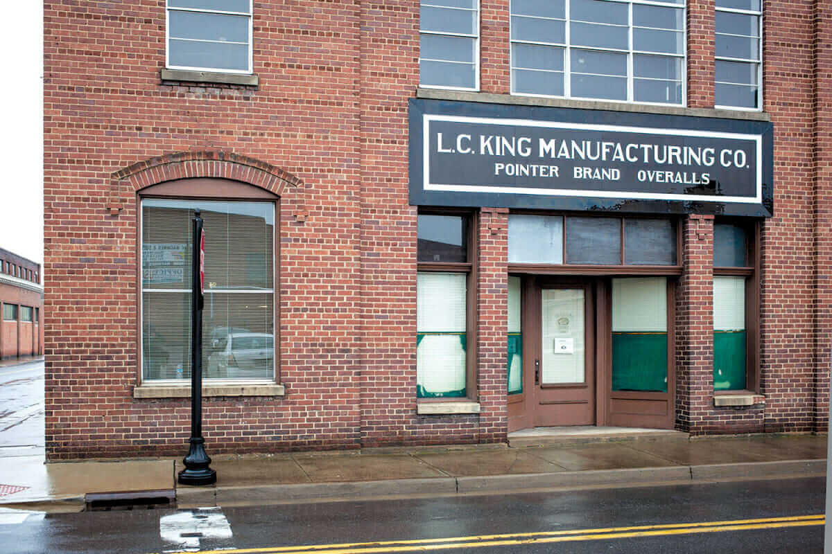 The exterior of L.C. King manufacturing in downtown Bristol