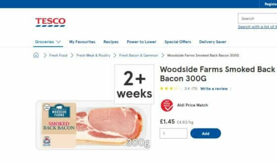 Screenshot of Tesco Woodside Farms product.