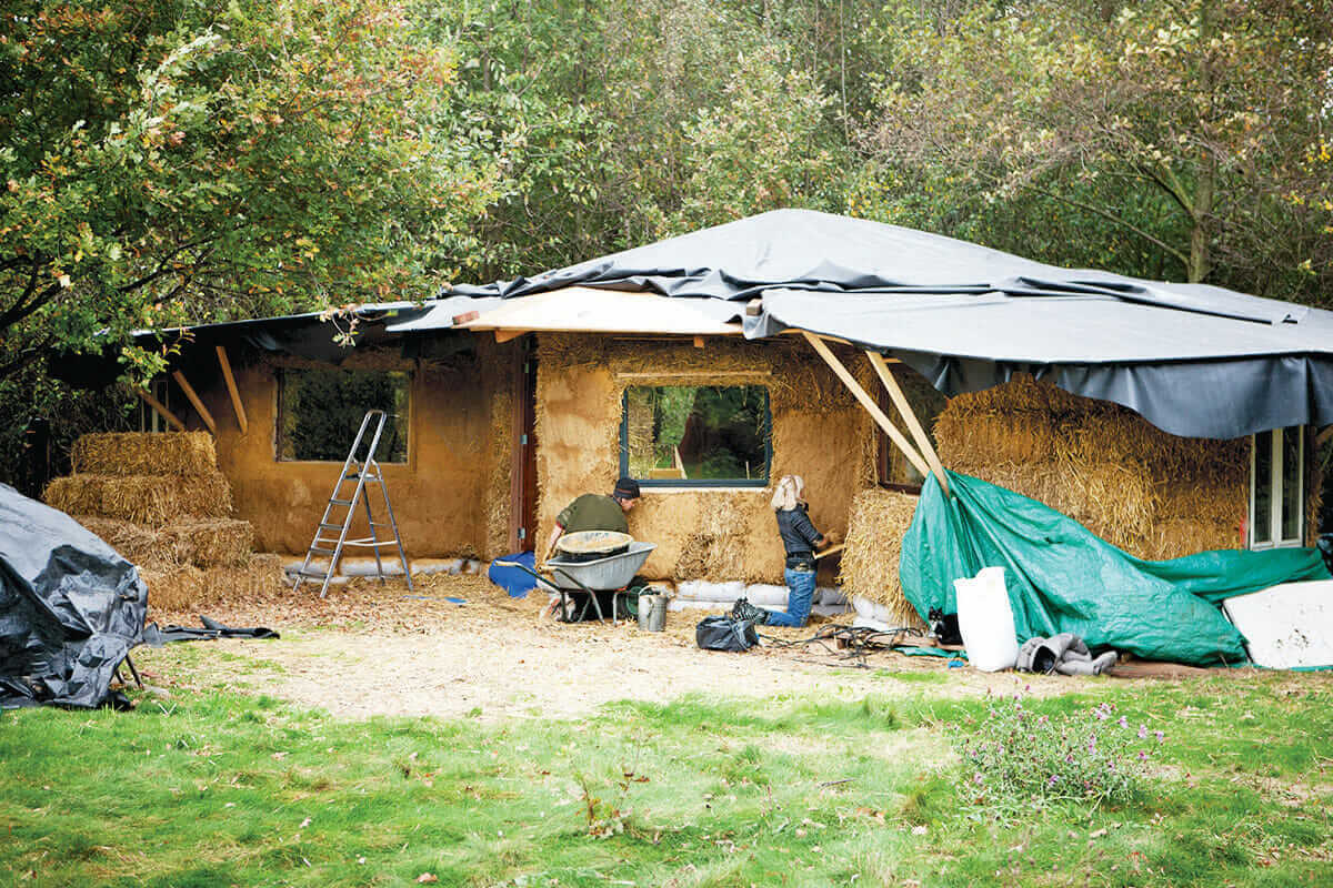 They sealed the straw bale walls with clay plaster (or 