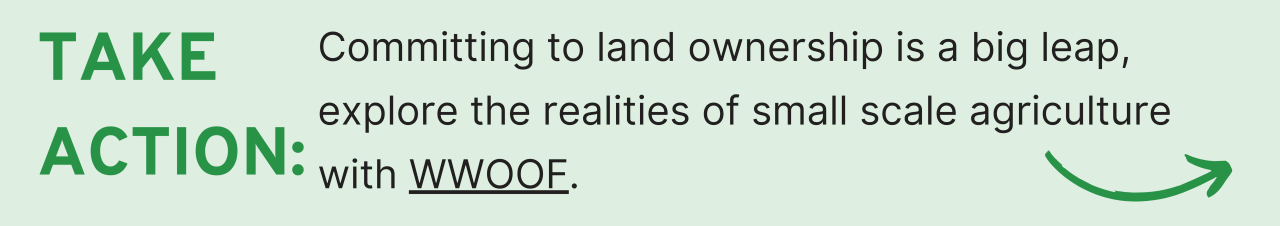 Take Action: Committing to land ownership is a big leap, explore the realities of small scale agriculture with WWOOF.