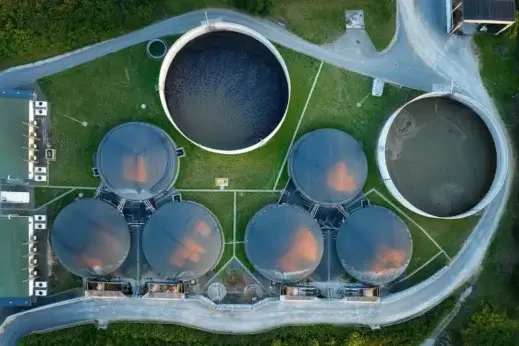 Aerial view of biogas plant.